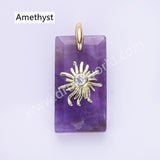 Rectangle Natural Stone CZ Star Gold Plated Pendant WX2281
