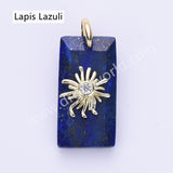 Rectangle Natural Stone CZ Star Gold Plated Pendant WX2281