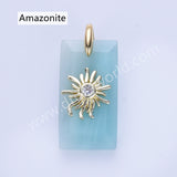 Rectangle Natural Stone CZ Star Gold Plated Pendant WX2281