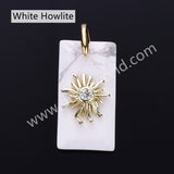 Rectangle Natural Stone CZ Star Gold Plated Pendant WX2281