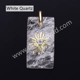 Rectangle Natural Stone CZ Star Gold Plated Pendant WX2281