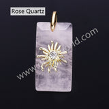 Rectangle Natural Stone CZ Star Gold Plated Pendant WX2281