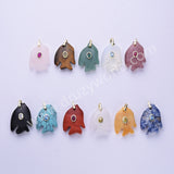 Fish Shaped Natural Stone CZ Gold Plated Pendant WX2283