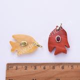 Fish Shaped Natural Stone CZ Gold Plated Pendant WX2283