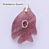 Fish Shaped Natural Stone CZ Gold Plated Pendant WX2283