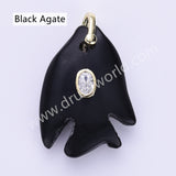 Fish Shaped Natural Stone CZ Gold Plated Pendant WX2283