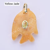 Fish Shaped Natural Stone CZ Gold Plated Pendant WX2283