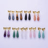 Irregular Gold Plated Natural Stone Teardrop Post Studs Earring WX2285