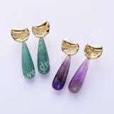 Irregular Gold Plated Natural Stone Teardrop Post Studs Earring WX2285
