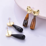 Irregular Gold Plated Natural Stone Teardrop Post Studs Earring WX2285