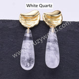 Irregular Gold Plated Natural Stone Teardrop Post Studs Earring WX2285