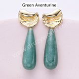 Irregular Gold Plated Natural Stone Teardrop Post Studs Earring WX2285