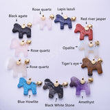 Horse Shaped Multi-kind Nautral Stone Gold Plated Pendant WX2288