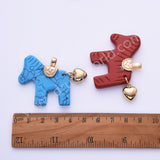 Horse Shaped Multi-kind Nautral Stone Gold Plated Pendant WX2288