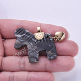 Horse Shaped Multi-kind Nautral Stone Gold Plated Pendant WX2288