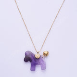 Horse Shaped Multi-kind Nautral Stone Gold Plated Pendant WX2288