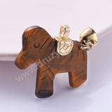 Horse Shaped Multi-kind Nautral Stone Gold Plated Pendant WX2288