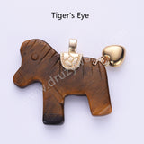 Horse Shaped Multi-kind Nautral Stone Gold Plated Pendant WX2288