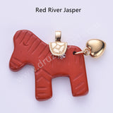 Horse Shaped Multi-kind Nautral Stone Gold Plated Pendant WX2288