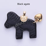 Horse Shaped Multi-kind Nautral Stone Gold Plated Pendant WX2288