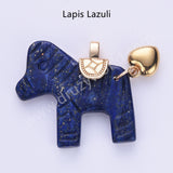 Horse Shaped Multi-kind Nautral Stone Gold Plated Pendant WX2288