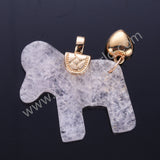 Horse Shaped Multi-kind Nautral Stone Gold Plated Pendant WX2288