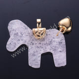 Horse Shaped Multi-kind Nautral Stone Gold Plated Pendant WX2288