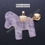Horse Shaped Multi-kind Nautral Stone Gold Plated Pendant WX2288
