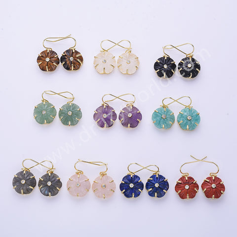 Flower Shaped Multi-kind Stone Earrings WX2289