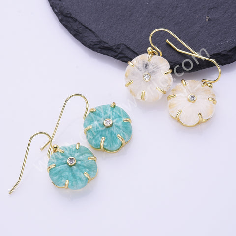 Flower Shaped Multi-kind Stone Earrings WX2289