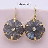 Flower Shaped Multi-kind Stone Earrings WX2289