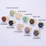 Flower Shaped Multi-kind Stone Open Ring WX2290