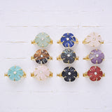 Flower Shaped Multi-kind Stone Open Ring WX2290