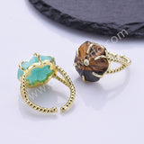 Flower Shaped Multi-kind Stone Open Ring WX2290