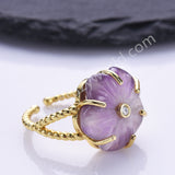 Flower Shaped Multi-kind Stone Open Ring WX2290