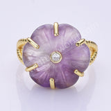 Flower Shaped Multi-kind Stone Open Ring WX2290