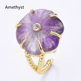 Flower Shaped Multi-kind Stone Open Ring WX2290