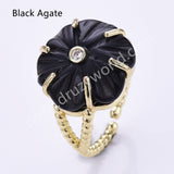 Flower Shaped Multi-kind Stone Open Ring WX2290