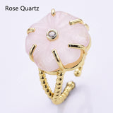 Flower Shaped Multi-kind Stone Open Ring WX2290
