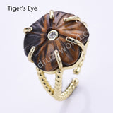 Flower Shaped Multi-kind Stone Open Ring WX2290