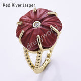 Flower Shaped Multi-kind Stone Open Ring WX2290