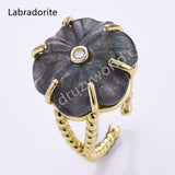 Flower Shaped Multi-kind Stone Open Ring WX2290