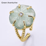 Flower Shaped Multi-kind Stone Open Ring WX2290