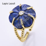 Flower Shaped Multi-kind Stone Open Ring WX2290