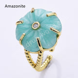 Flower Shaped Multi-kind Stone Open Ring WX2290