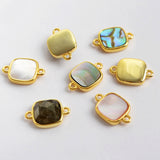 Teardrop Rainbow Gemstone Amethyst Crystals Gold Bezel Connectors, Birthstone DIY Jewelry Charms WX989