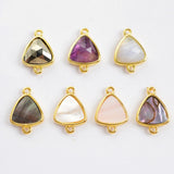 Triangle Natural Stone Amazonite Gold Bezel Connector, DIY Jewelry Making WX991