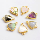 Triangle Natural Stone Amazonite Gold Bezel Connector, DIY Jewelry Making WX991