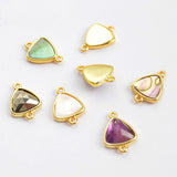 Triangle Natural Stone Amazonite Gold Bezel Connector, DIY Jewelry Making WX991