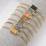 Rectangle Gold Plated Bezel Titanium Rainbow Druzy Adjustable Bracelet ZG0154-B